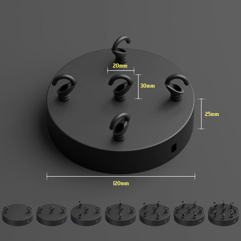 Zwarte plafondrozet met haak hanglampfitting~2385