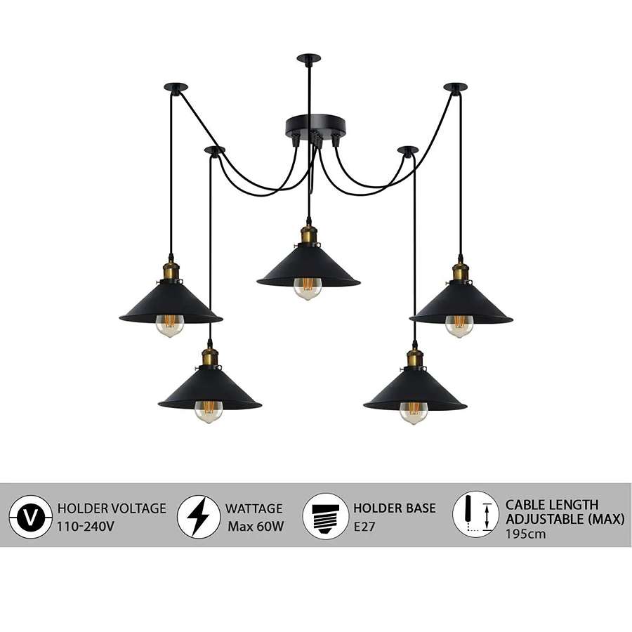 black multi pendant light 