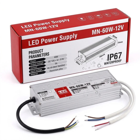 LED-driver Slanke DC 12V waterdichte IP67 60W naar 200W voeding LED-adapter ~1432
