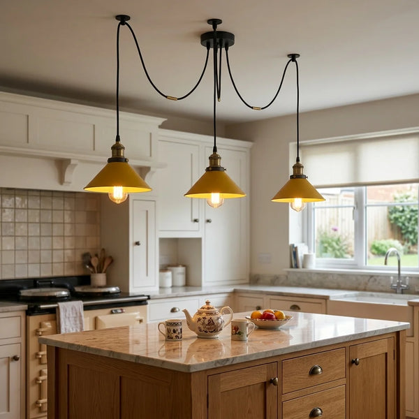 3 Fluming Spider Pendant Light E27 Metal ~6175 – Yellow