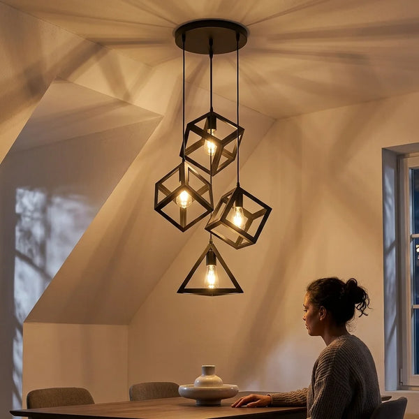 CUBIX 4-Light Geometric Pendant Cluster ~6865