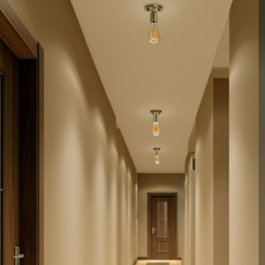 Vintage Retro Plafondlamp Moderne Industriële Metalen Inbouw E27 Plafondlamp Groene Messing Houder VK ~ 3530