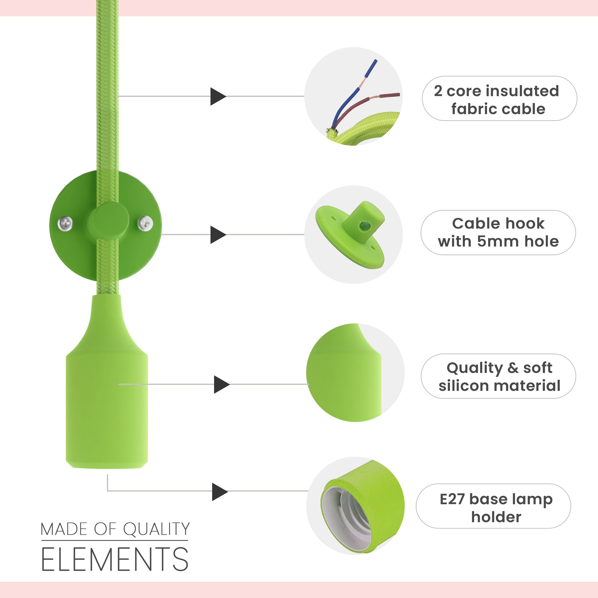 e27 multi pendant light fixture kit size image Max 60W x 9 fabric flex