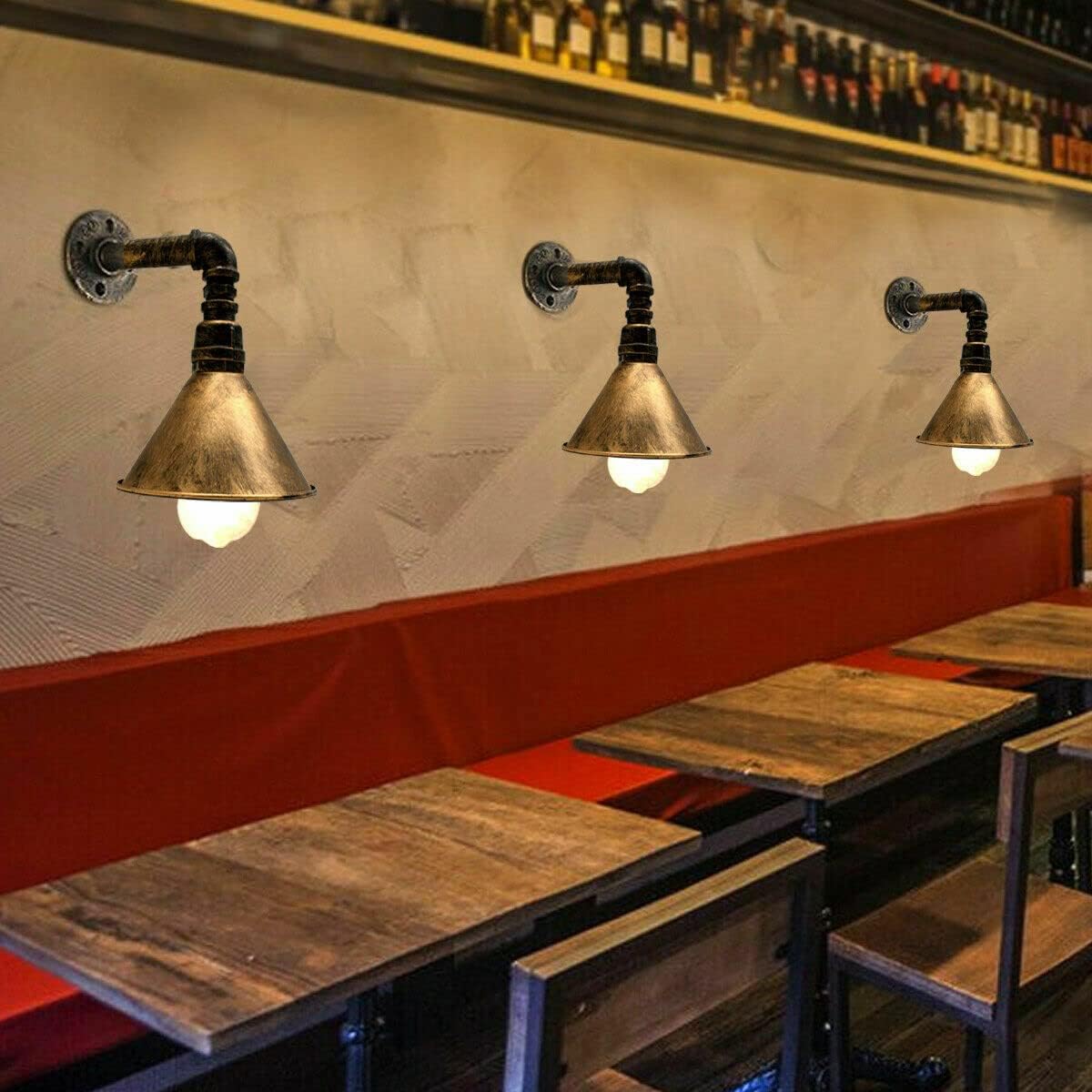  Industrial black metal wall lamp in a vintage style Shabby chic vintage wall light fixture for a living room Rustic copper wall sconce with a vintage-style bulb