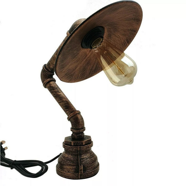 Beste Steampunk Lamp Industriële Bureautafellamp~2812 – Geborsteld koper / Ja