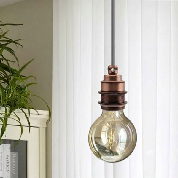2m, 4m, 4,5m stoffen flexkabel plug-in hanglampkit~2177 – Grijs / 2m / Koper