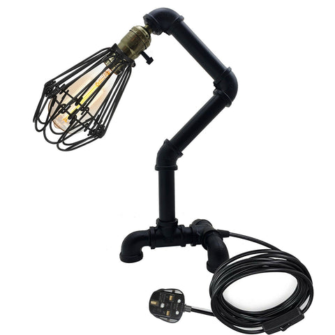 Steampunk Water Pipe Desk Lamp Retro Plugin Lighting ~6091