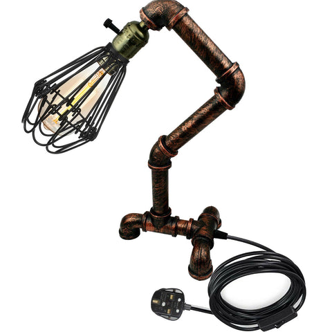 Steampunk Water Pipe Desk Lamp Retro Plugin Lighting ~6091