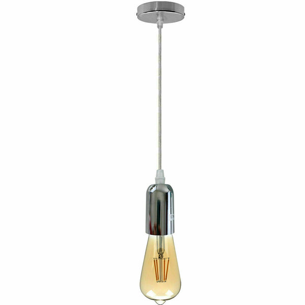 E27 metalen pendellamphouder met verstelbare kabel~5464 – Satijnnikkel / Ja