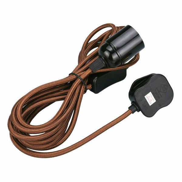 4m stoffen flexkabel plug-in hanglampset met lamphouder ~1497 – Bourgondië / Nee