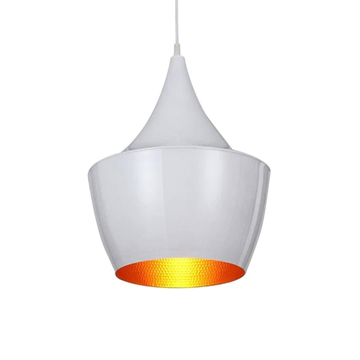 white conical pendant ceiling lamp