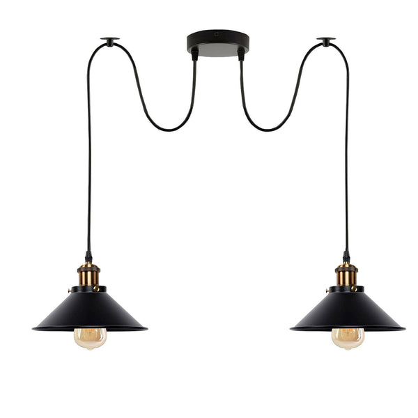 Industriële retro hanglamp met 2 lampen ~5330 – Zwart / Ja