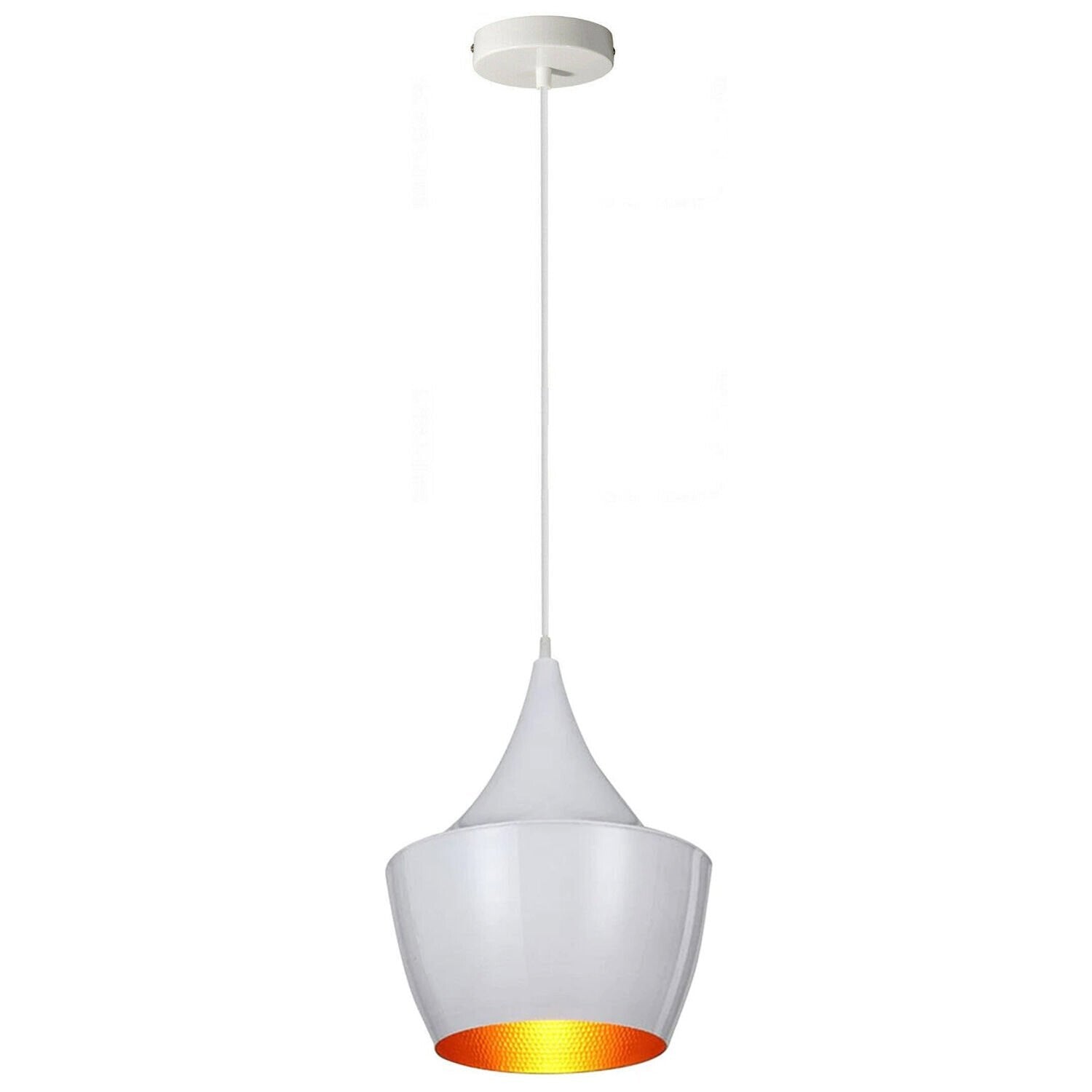 white conical pendant ceiling lamp