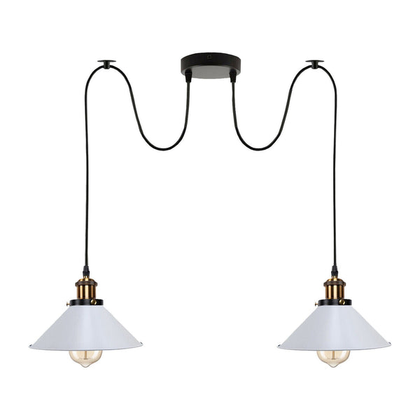Industriële retro hanglamp met 2 lampen ~5330 – Wit / Ja