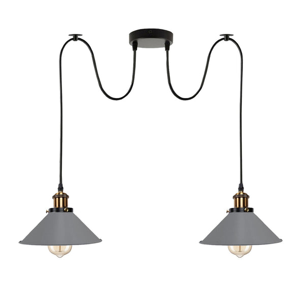 Industriële retro hanglamp met 2 lampen ~5330 – Grijs / Ja