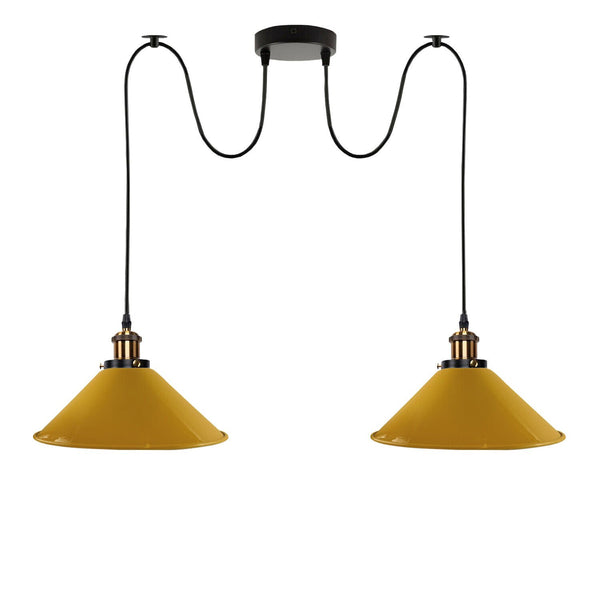 Industriële retro hanglamp met 2 lampen ~5330 – Geel / Ja