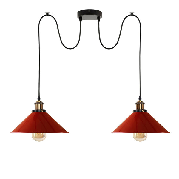 Industriële retro hanglamp met 2 lampen ~5330 – Rood / Ja