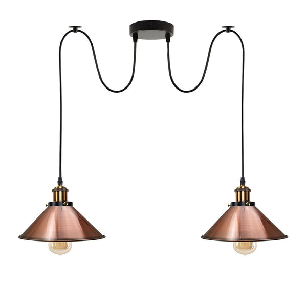Industriële retro hanglamp met 2 lampen ~5716 – Koper / Nee