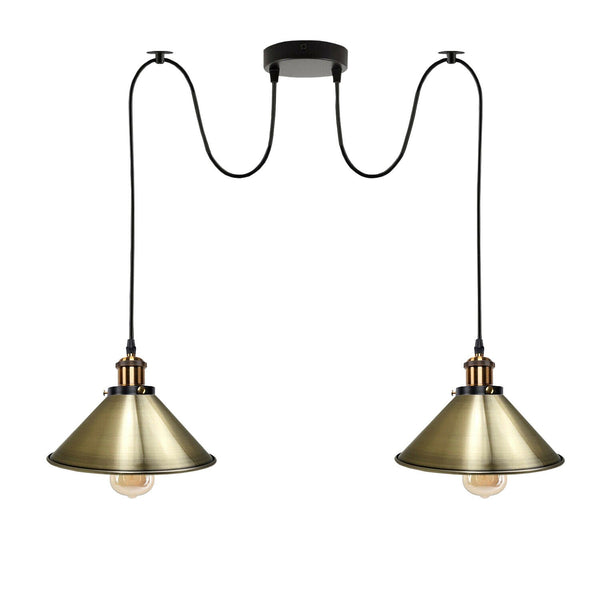 Industriële retro hanglamp met 2 lampen ~5716 – Groen messing / Nee
