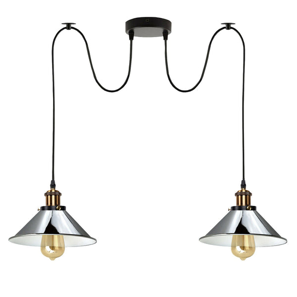 Industriële retro hanglamp met 2 lampen ~5716 – Chroom / Nee