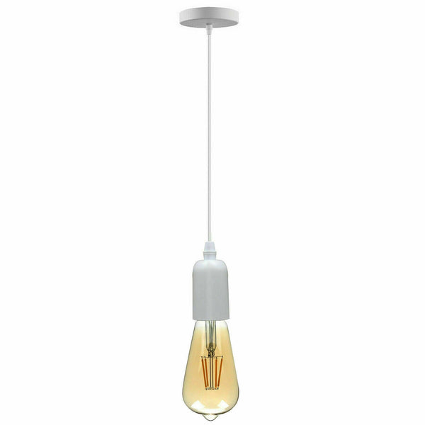 E27 metalen pendellamphouder met verstelbare kabel~5464 – Wit / Ja