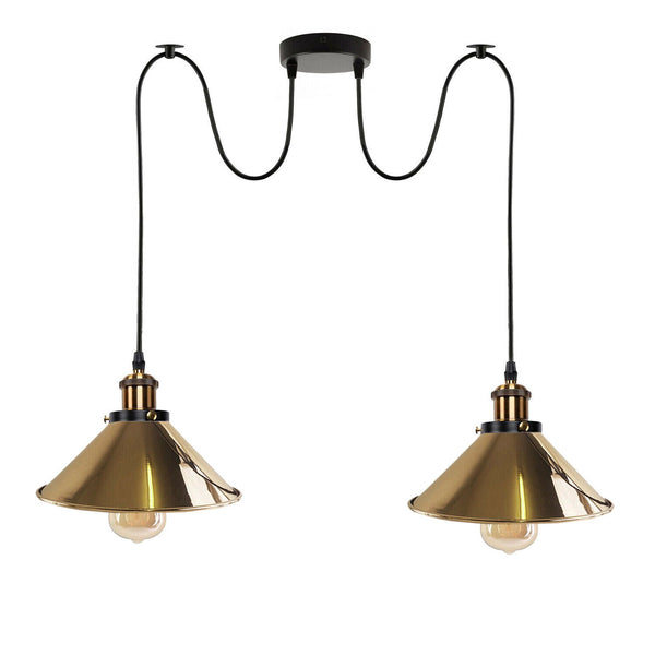 Industriële retro hanglamp met 2 lampen ~5716 – Frans goud / Nee