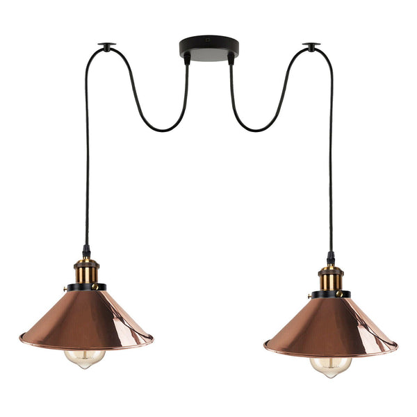 Industriële retro hanglamp met 2 lampen ~5716 – Roségoud / Ja