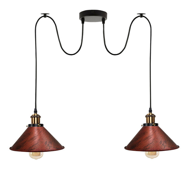 Industriële retro hanglamp met 2 lampen ~5716 – Rustiek Rood / Nee
