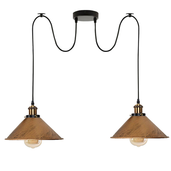 Industriële retro hanglamp met 2 lampen ~5716 – Geborsteld koper / Nee