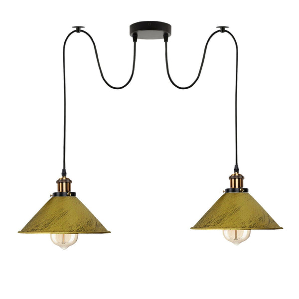 Industriële retro hanglamp met 2 lampen ~5716 – Geborsteld messing / Nee
