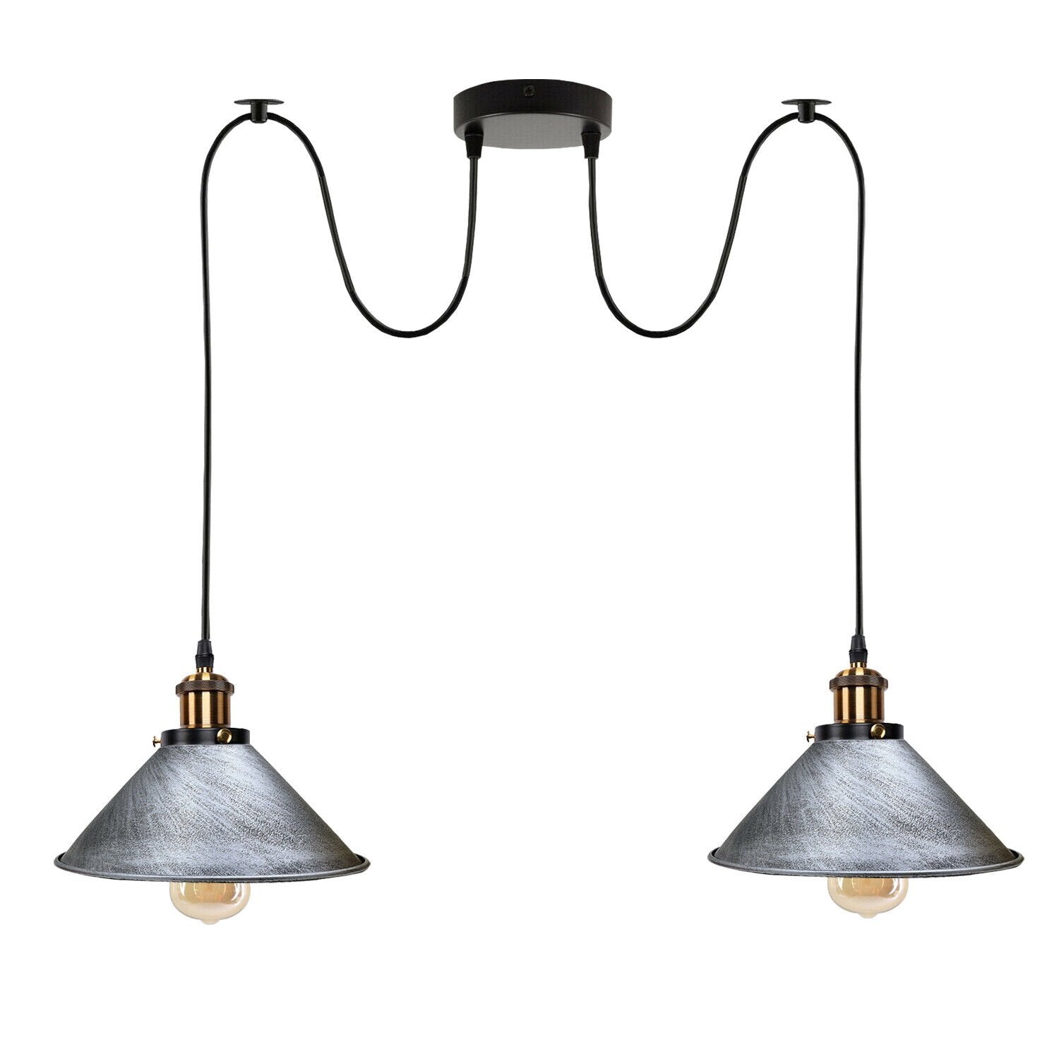 2 light Brushed Silver Ceiling Pendant Light