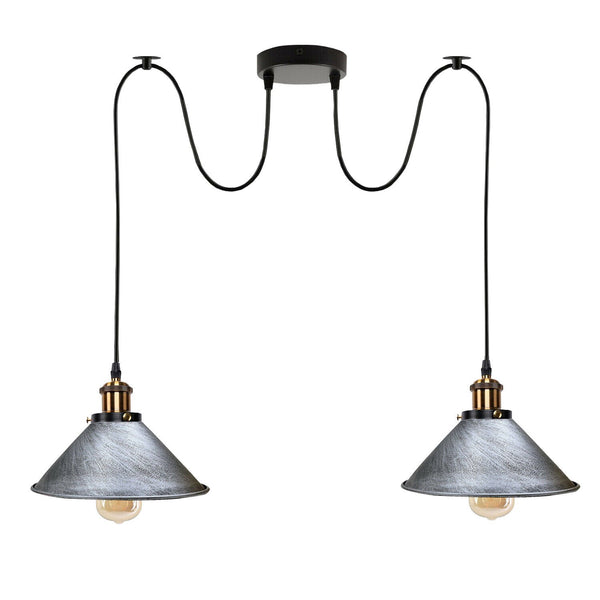 Industriële retro hanglamp met 2 lampen ~5716 – Geborsteld zilver / Nee