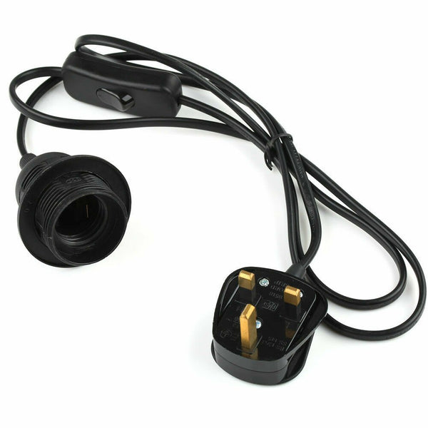 4m stoffen flexkabel plug-in hanglampset met lamphouder ~1497 – Black 2 / No