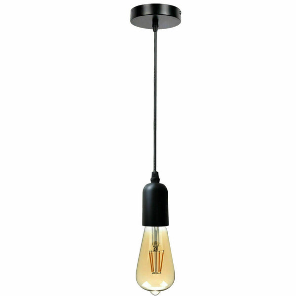E27 metalen pendellamphouder met verstelbare kabel~5464 – Zwart / Ja
