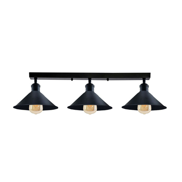 Industrial 3 Light Metal Loft Ceiling Light E27 Lamp ~6190 – Black / Yes