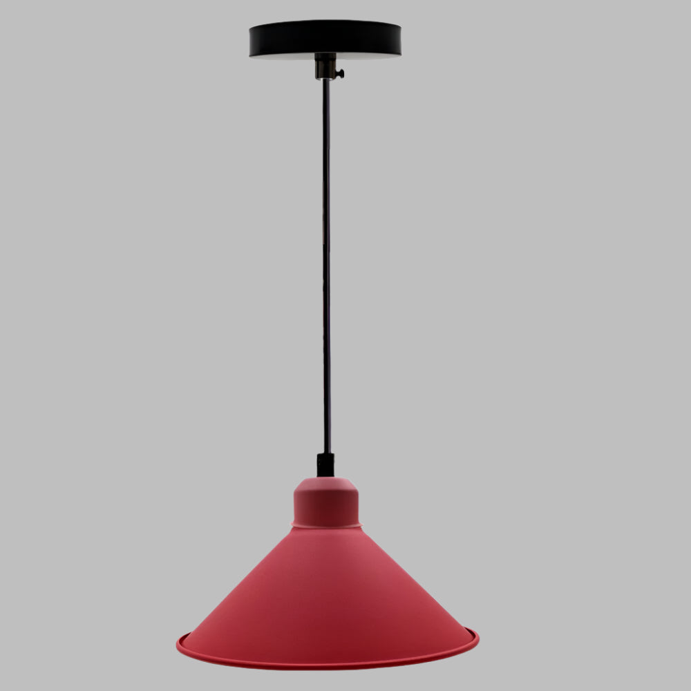 red vintage style metal ceiling light shade