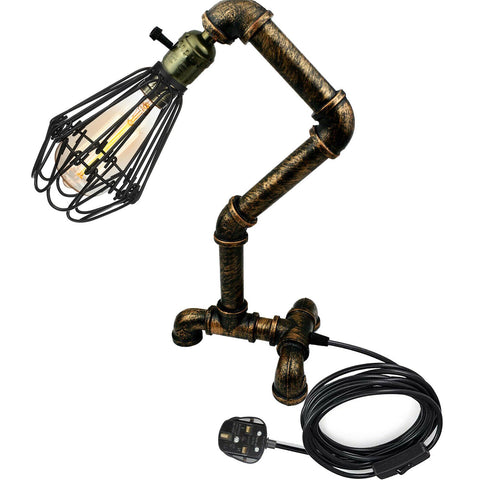 Steampunk Water Pipe Desk Lamp Retro Plugin Lighting ~6091