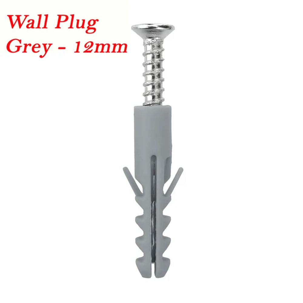 grey 12mm wall plug with screw