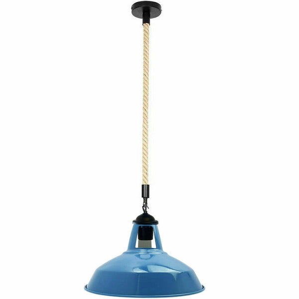 Hanglamp van henneptouw - E27-fitting ~5445 – Blauw / Ja