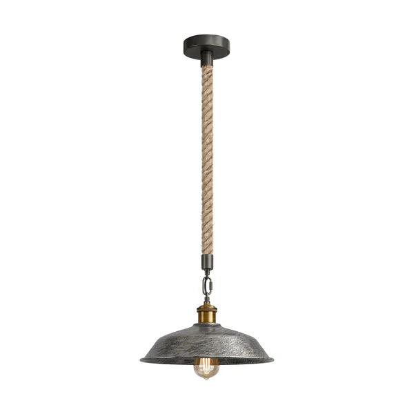 36cm Metal 1M Hemp Light E27 Dimmable Easy Fit ~6787 – brushed silver