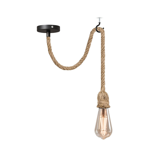 Retro Hemp Pendant Light  E27 Ceiling Hanging Pendant Light~6130 – Single Head / Yes