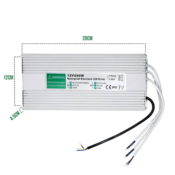 IP67 DC 12V waterdichte LED-driver LED-voeding Ledsone-transformator ~ 4490 – 250W