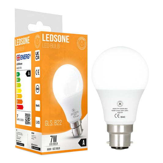 LED A60H B22 7W Cool White 6400K Non-Dimmable Bulb(Energy Saving) ~6293