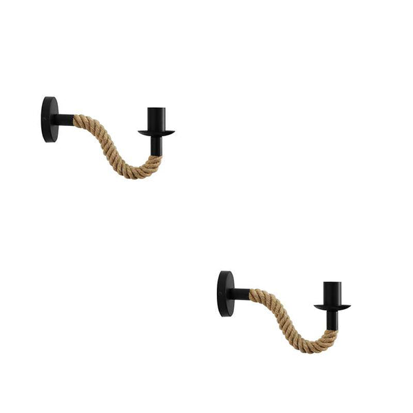 Nachtkastje Wandlampen Vintage Henneptouw Wandlamp ~4550 – Zonder lamp / 2-pack