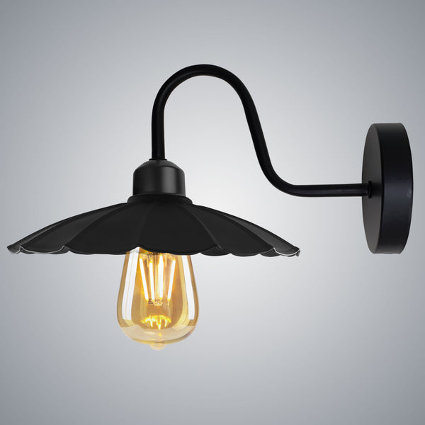 Rustieke wandlamp voor woonkamer ~1214 – Zwart / Met lamp