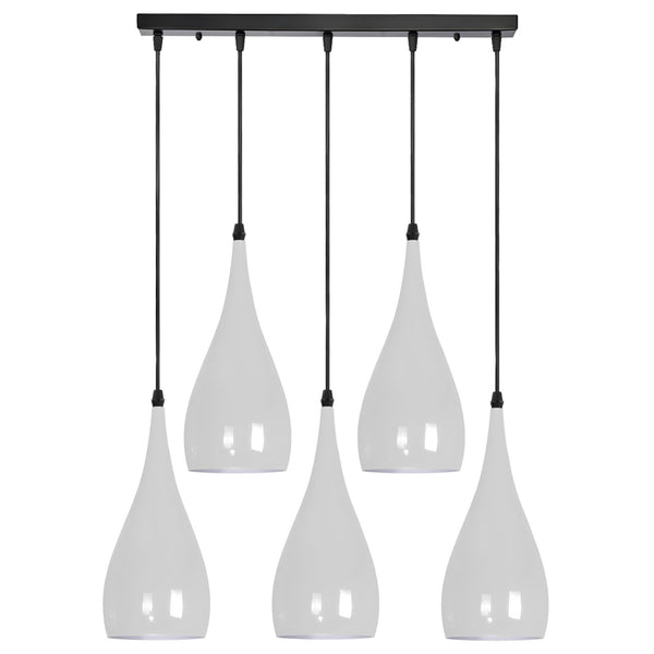 5 Way Ceiling Pendant Light Industrial Hanging Lamp ~6108 – White / No