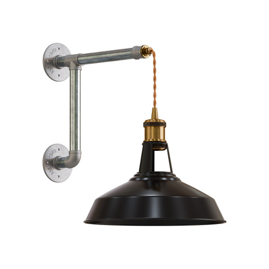 Industrial Steampunk Pipe Wall Light Metal Barn Shade Mount Kit ~ 6118