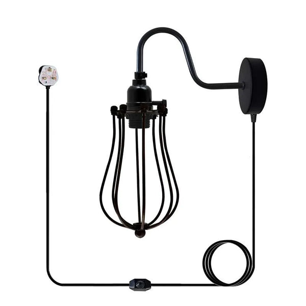 Stijlvolle zwarte wandlampen met stekker~5059 – Stijl 2 / Nee