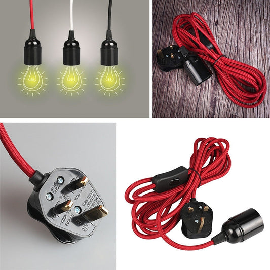Stoffen flexkabel plug-in hanglamp lichtset ES E27 UK~2254