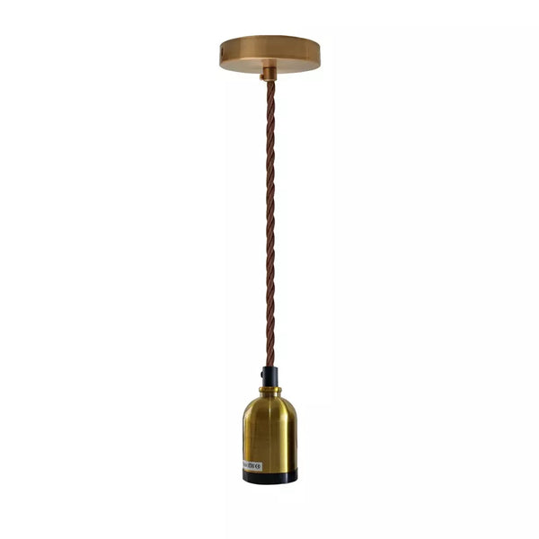Plafondrozet Stoffen Flex Hangende Hanglamphouder Lichtfitting Kit ~5743  – Geel messing en bruin / Nee